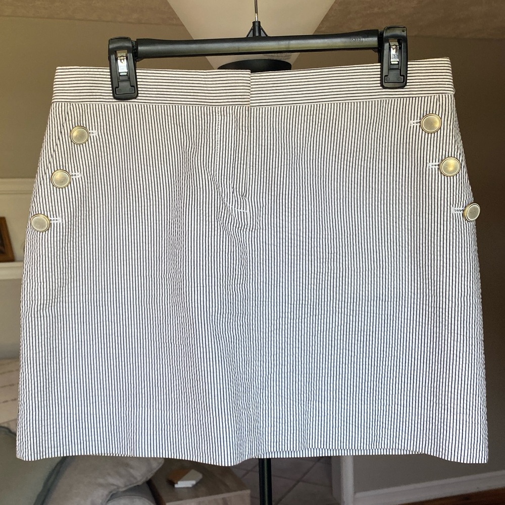 J. Crew Navy and White Striped Skirt